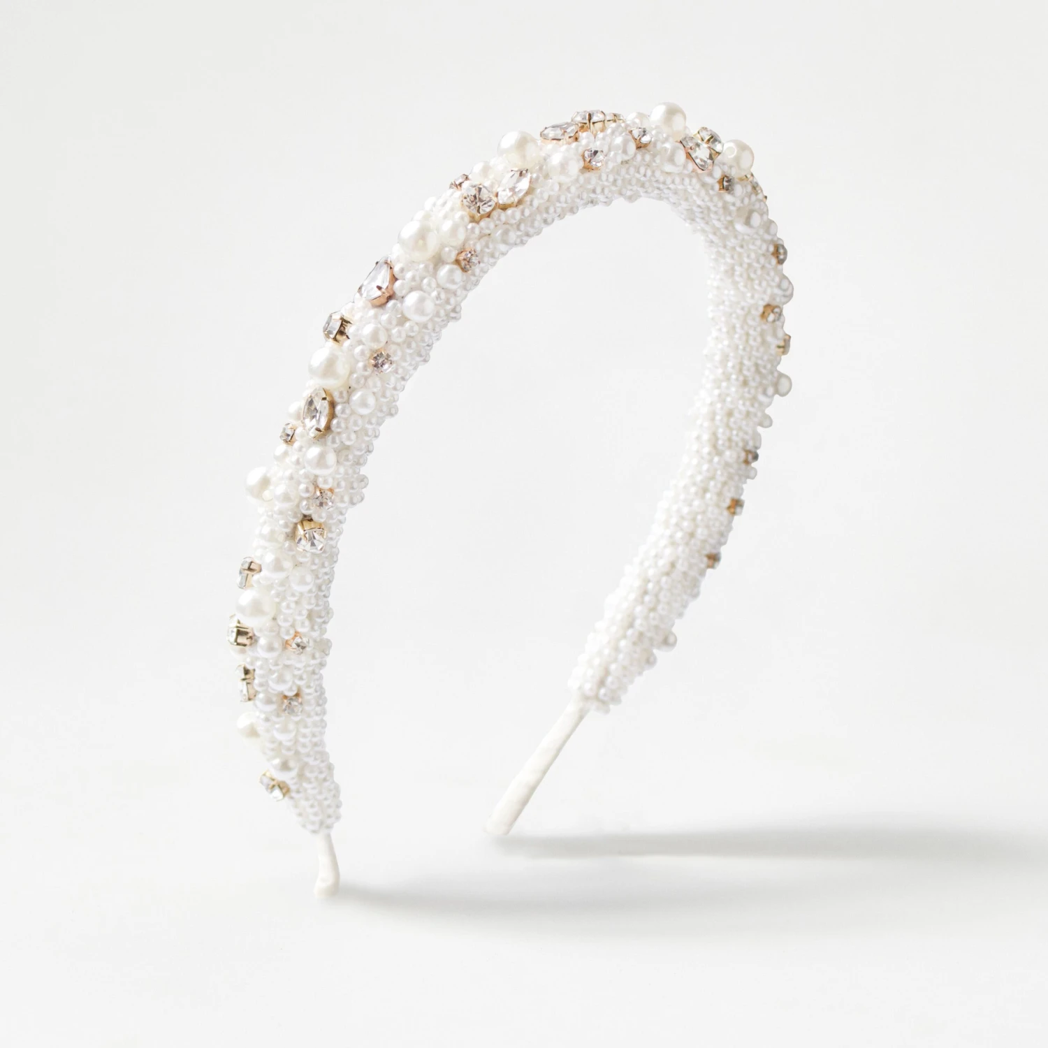 Mia Pearl And Crystal Rolled Headband 1 Mia Pearl And Crystal Rolled Headband