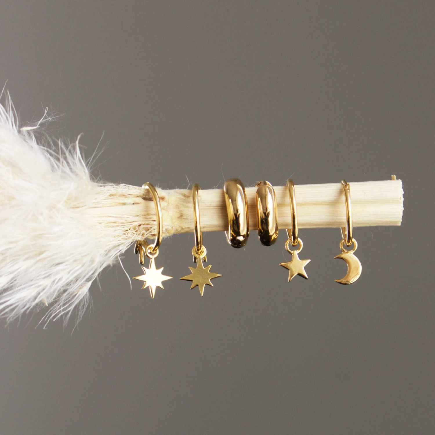 Star Charm Hoops In Gold Vermeil 4 Star Charm Hoops In Gold Vermeil - Image 4