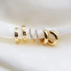 Mini Diamond Huggie Hoops 11 Mini Diamond Huggie Hoops -Carrie Elizabeth HoopsonSatin2 scaled