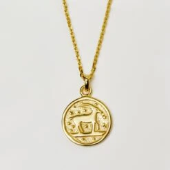 Horoscope Zodiac Engravable Coin Necklace -Carrie Elizabeth HoroscopeZodiacPendantNecklaceInGoldVermeil CAP db3c19af 46e7 451a af66 4d3a731f1fbf scaled