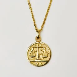 Horoscope Zodiac Engravable Coin Necklace -Carrie Elizabeth HoroscopeZodiacPendantNecklaceInGoldVermeil LIBRA cc454feb ec5e 4733 bfde 607280f20eda scaled