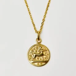 Horoscope Zodiac Engravable Coin Necklace -Carrie Elizabeth HoroscopeZodiacPendantNecklaceInGoldVermeil SAG cb520bad 15ff 48cd 86ea 763e37b60140 scaled
