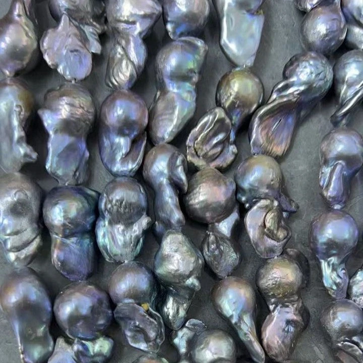 Baroque Black Pearl Chunky Chain Necklace 8 Baroque Black Pearl Chunky Chain Necklace - Image 8