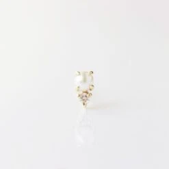 Dainty Pearl & Diamond Stud Earring