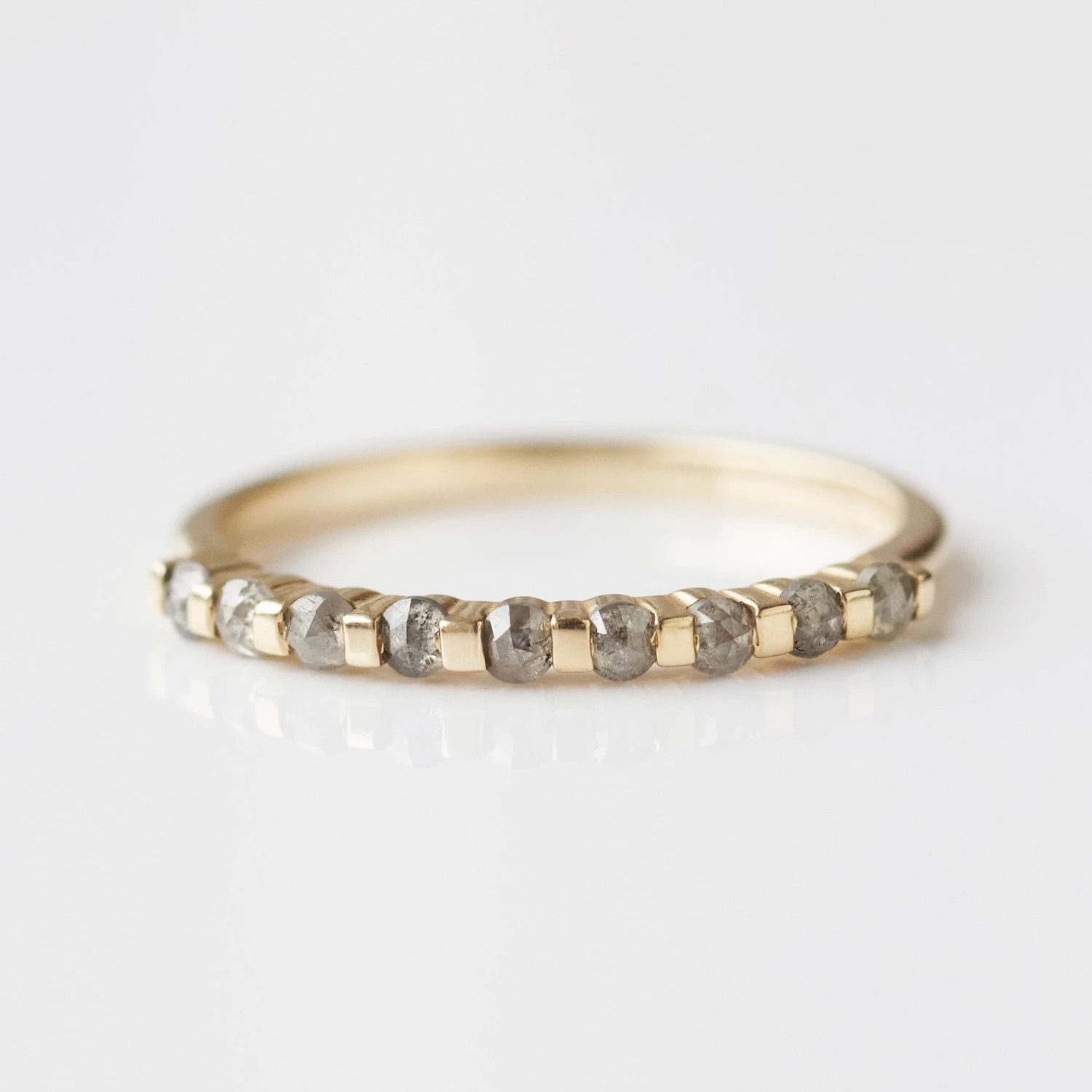 Salt & Pepper Diamond Half Eternity Band 1 Salt & Pepper Diamond Half Eternity Band