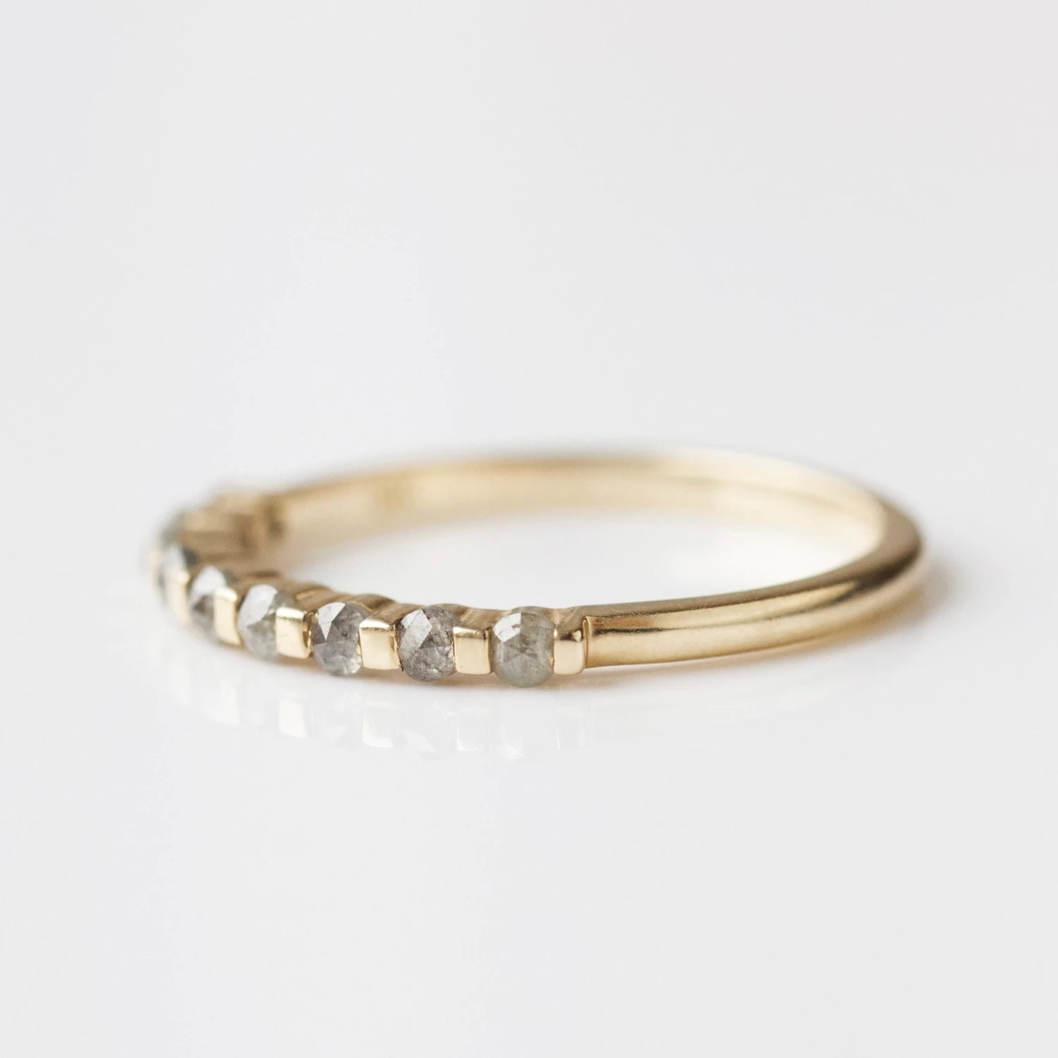 Salt & Pepper Diamond Half Eternity Band 6 Salt & Pepper Diamond Half Eternity Band - Image 6