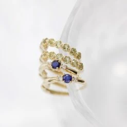 Blue & White Sapphire Huggie Hoop Earring 11 Blue & White Sapphire Huggie Hoop Earring -Carrie Elizabeth IMG 0818copy2 scaled