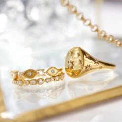 Diamond Star Set Signet Ring -Carrie Elizabeth IMG 1524copy2 69d4f52a 89f2 4842 8958 a6a0600d049f scaled