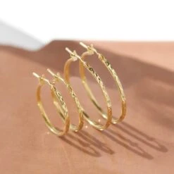 Large Diamond Cut Slim Hoop Earrings -Carrie Elizabeth IMG 1620 copy 2 1 scaled