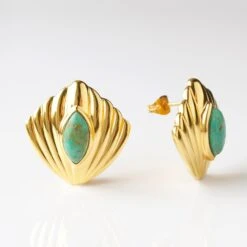 Turquoise Shell Stud Earrings