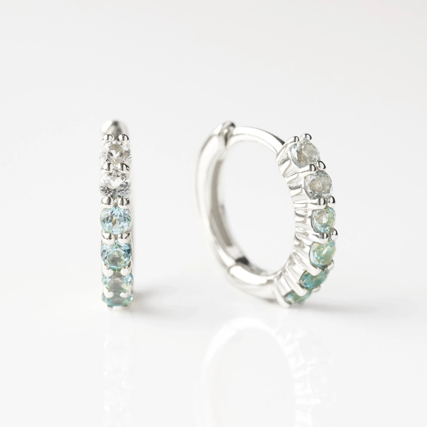 Ombre Gemstone Huggie Hoop Earrings 1 Ombre Gemstone Huggie Hoop Earrings