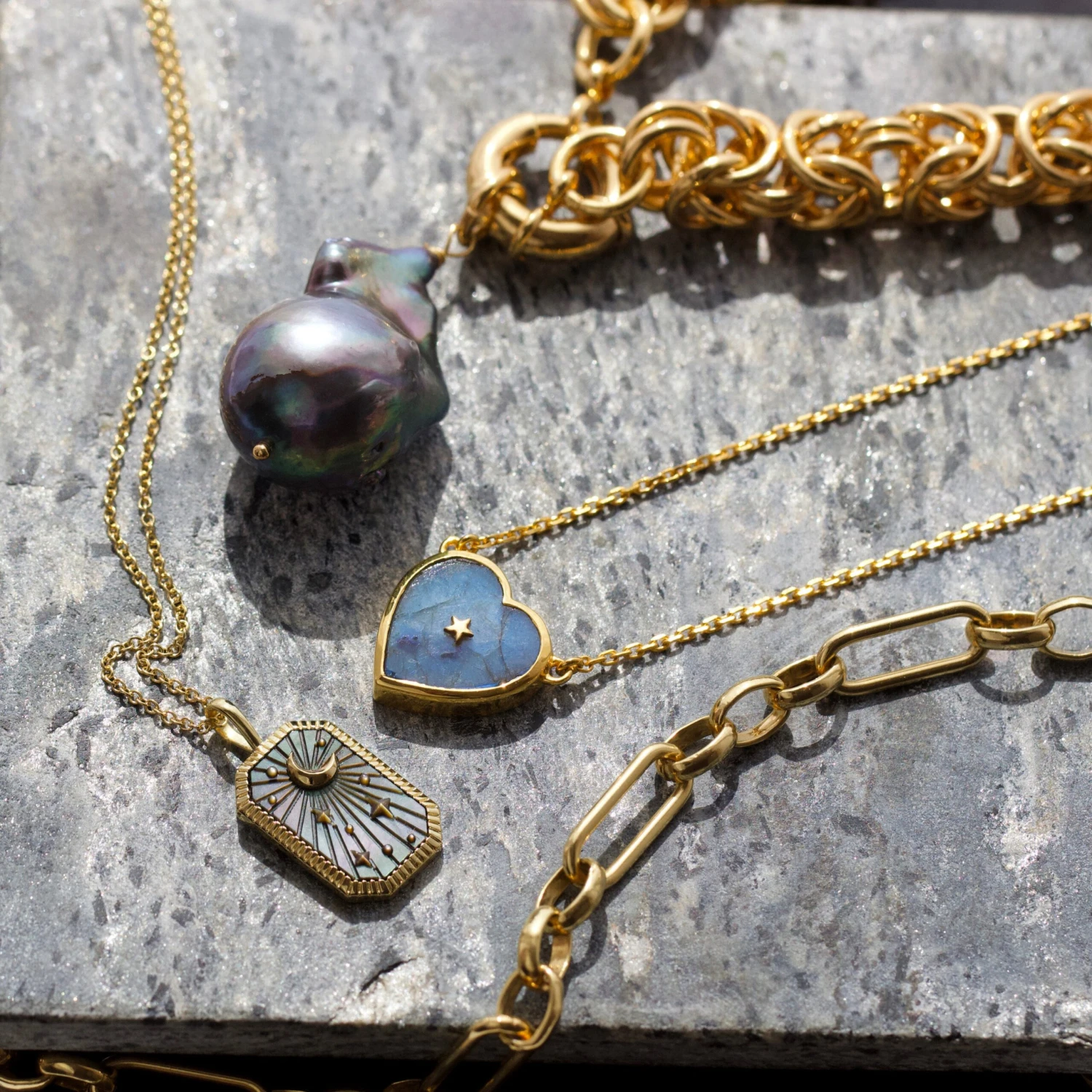 Baroque Black Pearl Chunky Chain Necklace 5 Baroque Black Pearl Chunky Chain Necklace - Image 5