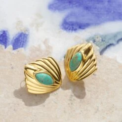 Turquoise Shell Stud Earrings 6 Turquoise Shell Stud Earrings -Carrie Elizabeth IMG 2363copy2 scaled