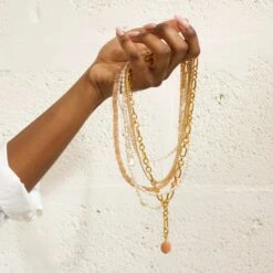 Peach Amazonite Chunky Chain Lariat 17 Peach Amazonite Chunky Chain Lariat -Carrie Elizabeth IMG 2400copy2 a52d1660 782b 4050 981a 7e07d5c4b080 scaled