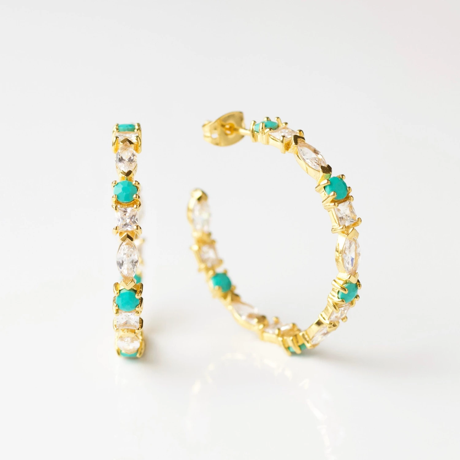 Turquoise Sparkle Hoop Earrings 1 Turquoise Sparkle Hoop Earrings