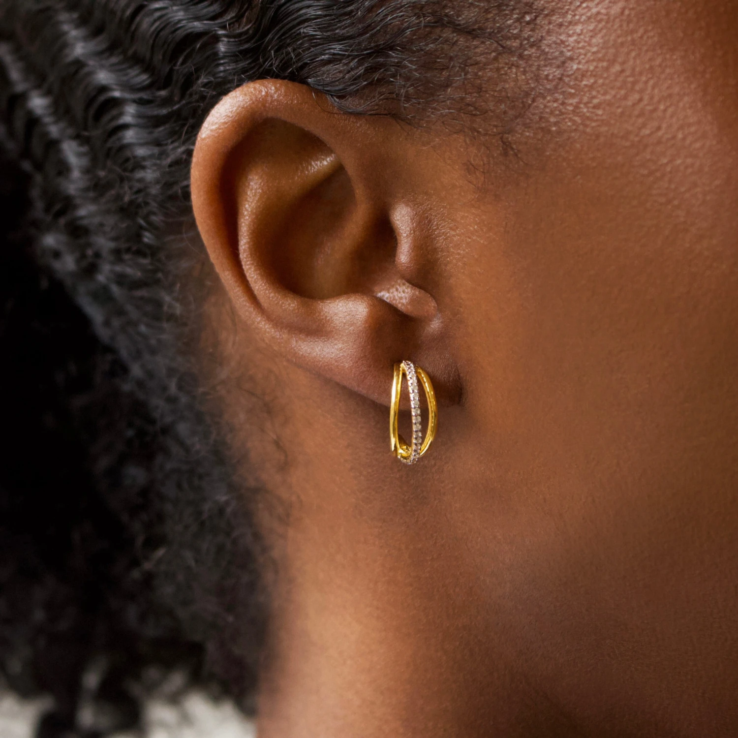 Crescent Triple Hoop Earrings 4 Crescent Triple Hoop Earrings - Image 4