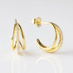 Crescent Triple Hoop Earrings