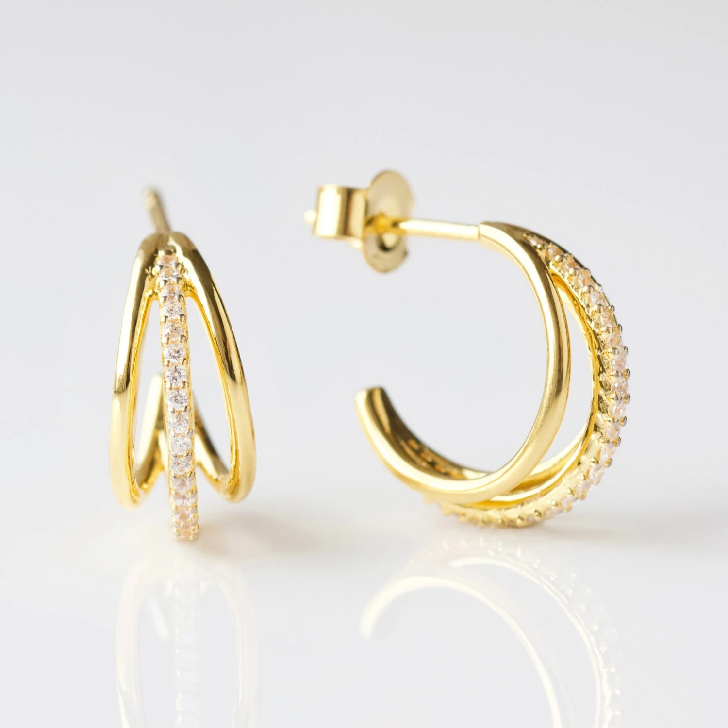 Crescent Triple Hoop Earrings 1 Crescent Triple Hoop Earrings
