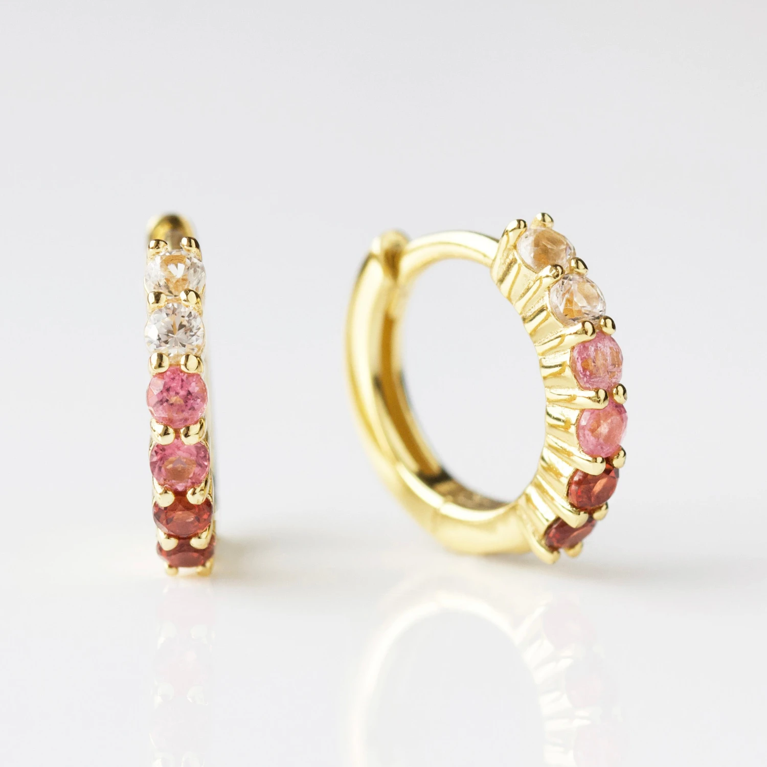 Ombre Tourmaline Huggie Hoop Earrings 1 Ombre Tourmaline Huggie Hoop Earrings