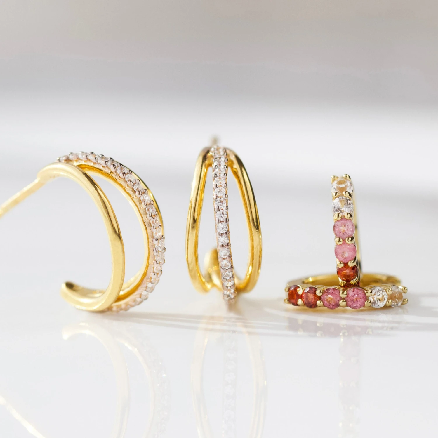 Crescent Triple Hoop Earrings 3 Crescent Triple Hoop Earrings - Image 3