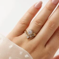 Pear Sapphire And Diamond Wedding Band -Carrie Elizabeth IMG 4299copy3 scaled