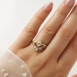 Pear Sapphire And Diamond Wedding Band -Carrie Elizabeth IMG 4335copy3 scaled