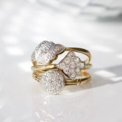 Vintage 18k Solid Yellow Gold And Platinum Diamond Ring - Size N 7 Vintage 18k Solid Yellow Gold And Platinum Diamond Ring - Size N -Carrie Elizabeth IMG 4903copy2 scaled