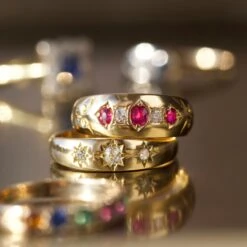 Vintage 18k Solid Yellow Gold Diamond And Ruby Ring Size - K 12 Vintage 18k Solid Yellow Gold Diamond And Ruby Ring Size - K -Carrie Elizabeth IMG 4948copy2 scaled