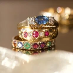 Vintage 18k Solid Yellow Gold Diamond And Ruby Ring Size - K 10 Vintage 18k Solid Yellow Gold Diamond And Ruby Ring Size - K -Carrie Elizabeth IMG 4963copy2 scaled