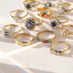 Vintage 18k Solid Yellow Gold Diamond Ring Size - P -Carrie Elizabeth IMG 5195copy2 scaled