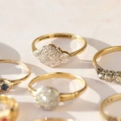 Vintage 18k Solid Yellow Gold And Platinum Diamond Ring - Size N 8 Vintage 18k Solid Yellow Gold And Platinum Diamond Ring - Size N -Carrie Elizabeth IMG 5260copy2 scaled