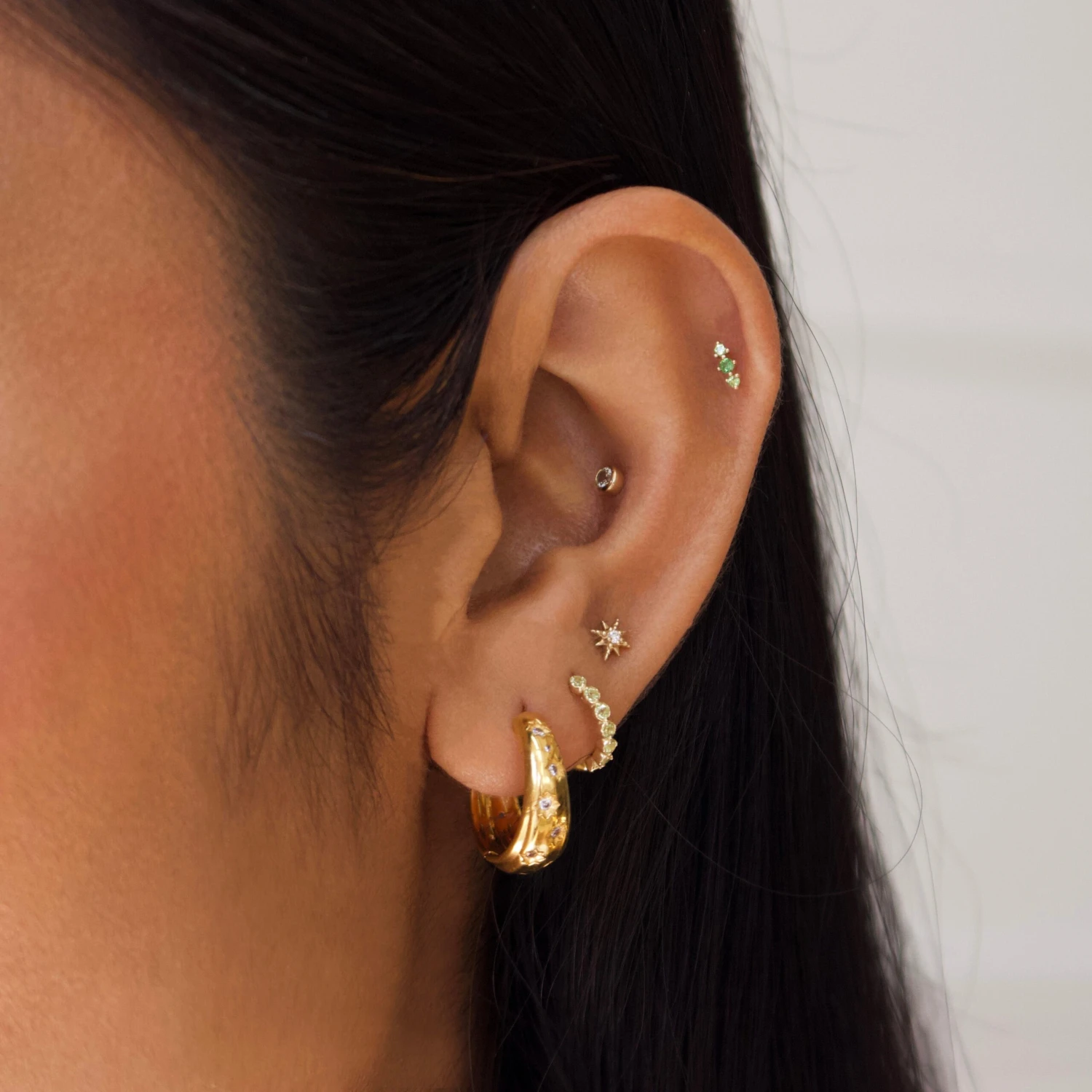 Tourmaline Triple Stone Stud 5 Tourmaline Triple Stone Stud - Image 5