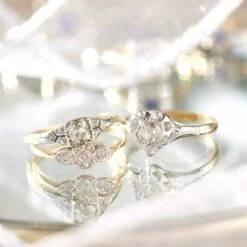 Vintage 18k Yellow Gold And Platinum Diamond Ring - UK Size N -Carrie Elizabeth IMG 6773copy2 55821563 9232 4006 857f fd72c8788d1f scaled