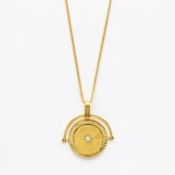 Moissanite Star Set Spinning Affirmation Necklace