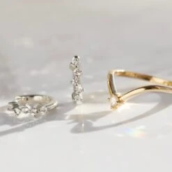 Emmie Sapphire Huggie Hoop 7 Emmie Sapphire Huggie Hoop -Carrie Elizabeth IMG 7523copy3 scaled