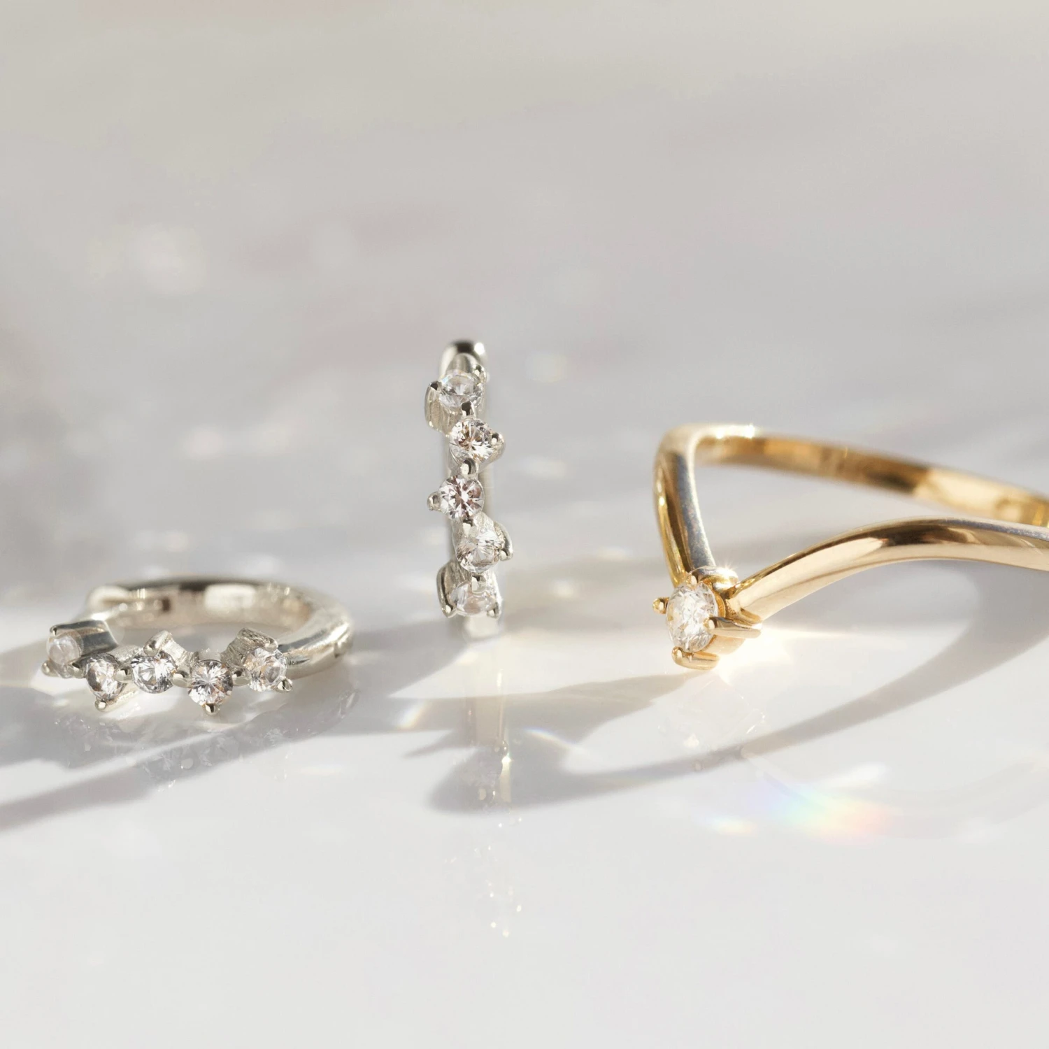 Emmie Sapphire Huggie Hoop 4 Emmie Sapphire Huggie Hoop - Image 4