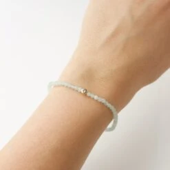 Solitaire Diamond Amazonite Beaded Stretch Bracelet -Carrie Elizabeth IMG 7570 copy scaled