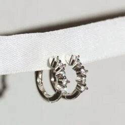 Emmie Sapphire Huggie Hoop 6 Emmie Sapphire Huggie Hoop -Carrie Elizabeth IMG 7795copy4