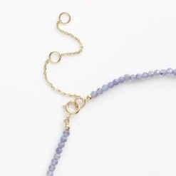 Solitaire Diamond Tanzanite Beaded Necklace -Carrie Elizabeth IMG 8246 copy scaled