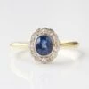 Vintage 18k Yellow Gold Sapphire And Diamond Ring - Uk Size M 1/2