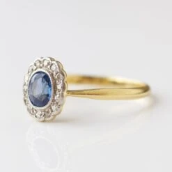 Vintage 18k Yellow Gold Sapphire And Diamond Ring - Uk Size M 1/2 11 Vintage 18k Yellow Gold Sapphire And Diamond Ring - Uk Size M 1/2 -Carrie Elizabeth IMG 8621 copy