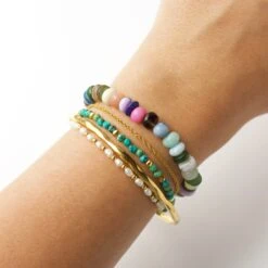 Multi Agate Beaded Bracelet -Carrie Elizabeth IMG 8631 copy scaled