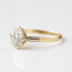 Vintage 18k Yellow Gold And Platinum Diamond Ring - Uk Size P 1/2 -Carrie Elizabeth IMG 8639 copy scaled