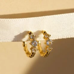 Aquamarine Sunburst Huggie Hoops 5 Aquamarine Sunburst Huggie Hoops -Carrie Elizabeth IMG 8667copy2