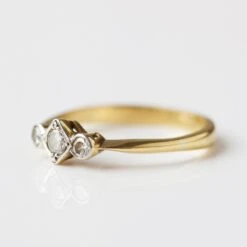 Vintage 18k Yellow Gold Diamond Ring - Uk Size O 9 Vintage 18k Yellow Gold Diamond Ring - Uk Size O -Carrie Elizabeth IMG 8765 copy scaled