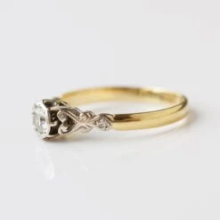 Vintage 18k Yellow Gold And Platinum Diamond Ring - Uk Size K -Carrie Elizabeth IMG 9124 copy