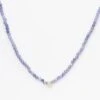 Solitaire Diamond Tanzanite Beaded Necklace