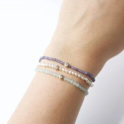 Solitaire Diamond Pearl Beaded Stretch Bracelet 9 Solitaire Diamond Pearl Beaded Stretch Bracelet -Carrie Elizabeth IMG 9303 copy 1 scaled