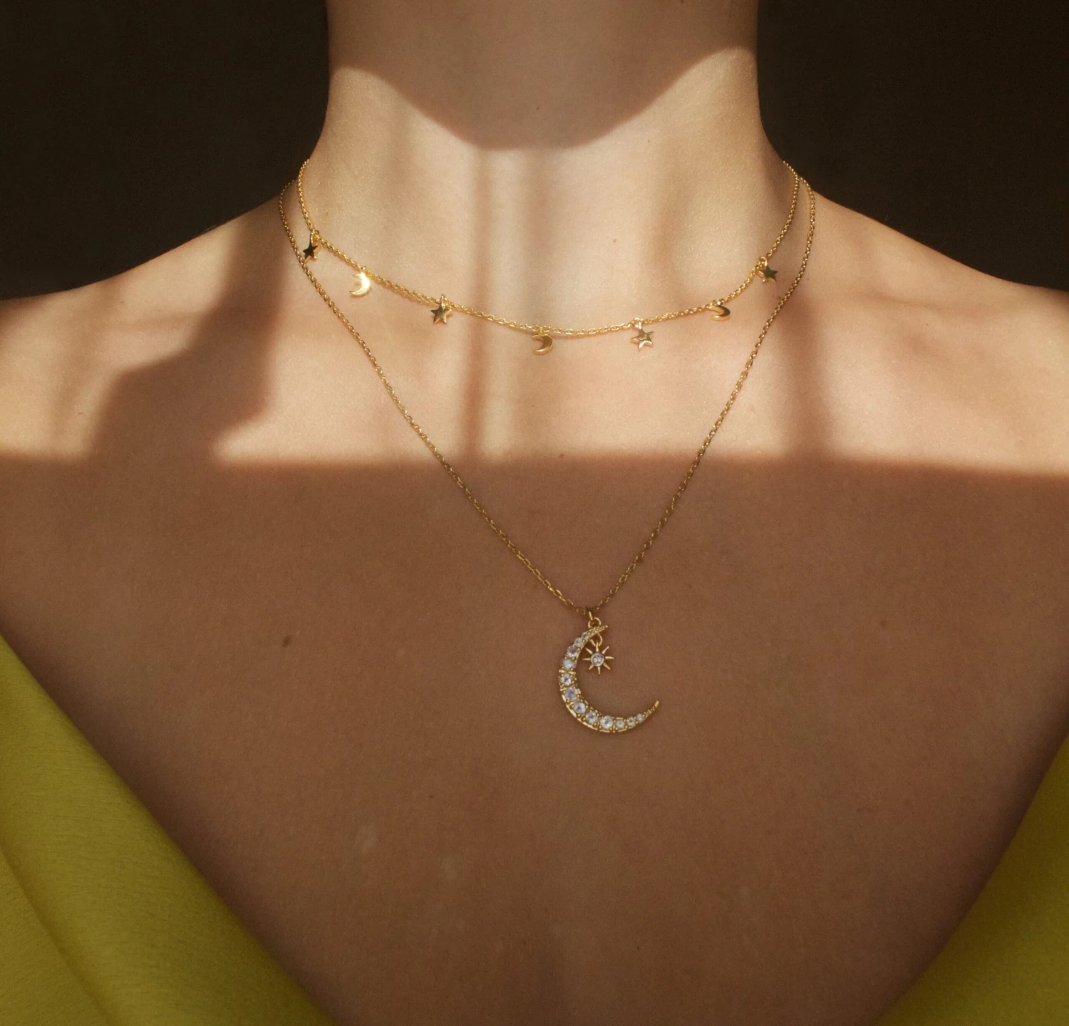 Moonstone & Diamond Crescent Moon Necklace 2 Moonstone & Diamond Crescent Moon Necklace - Image 2