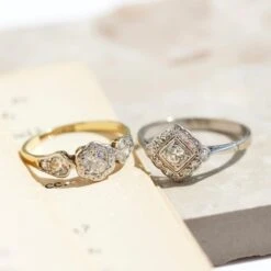 Vintage 18k White Gold Diamond Ring - Uk Size O 1/2 -Carrie Elizabeth IMG 9544 copy 2 scaled